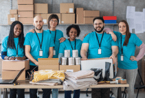 Volunteers smiling in a community organization